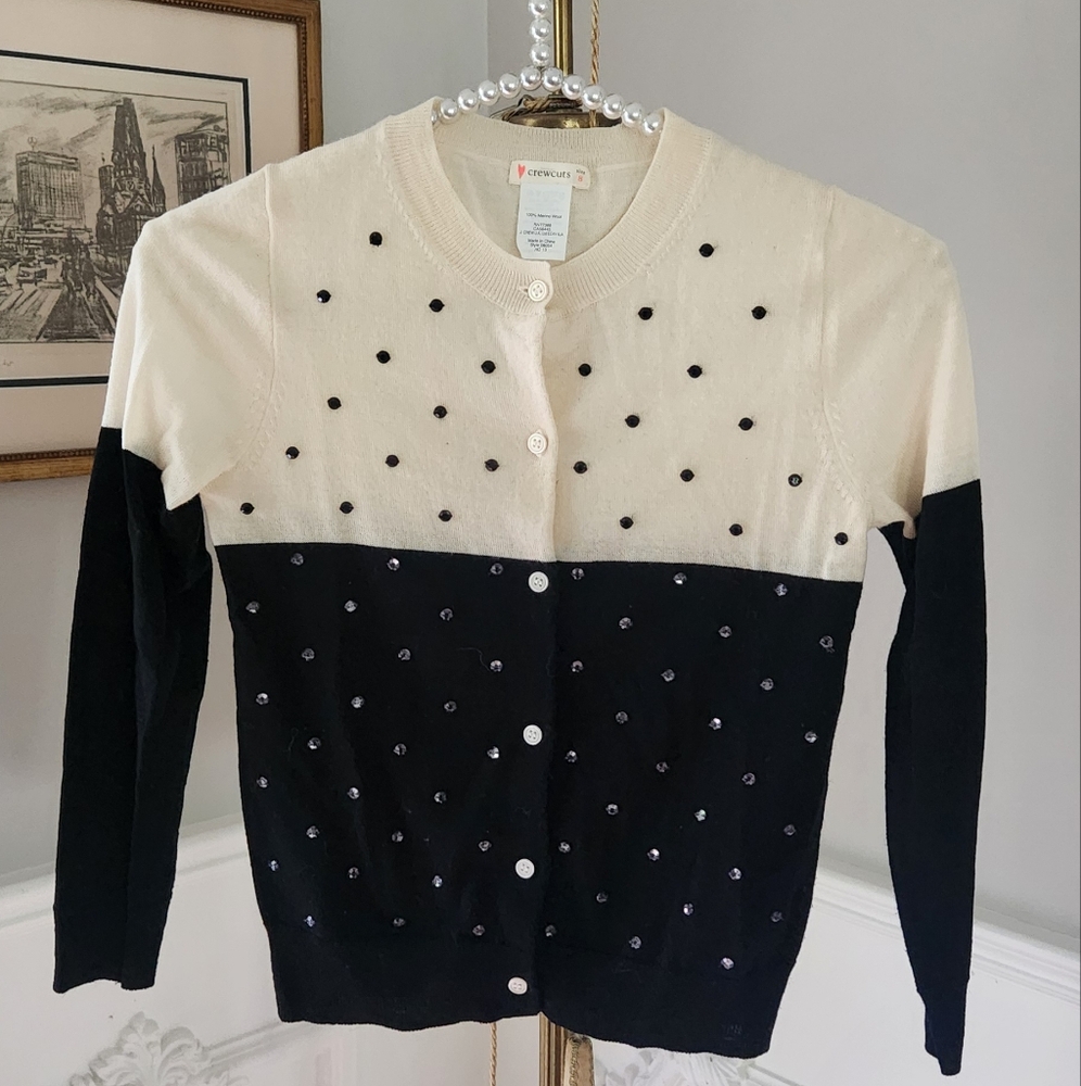 Girls embellished J. Crew Black and Cream Sweater